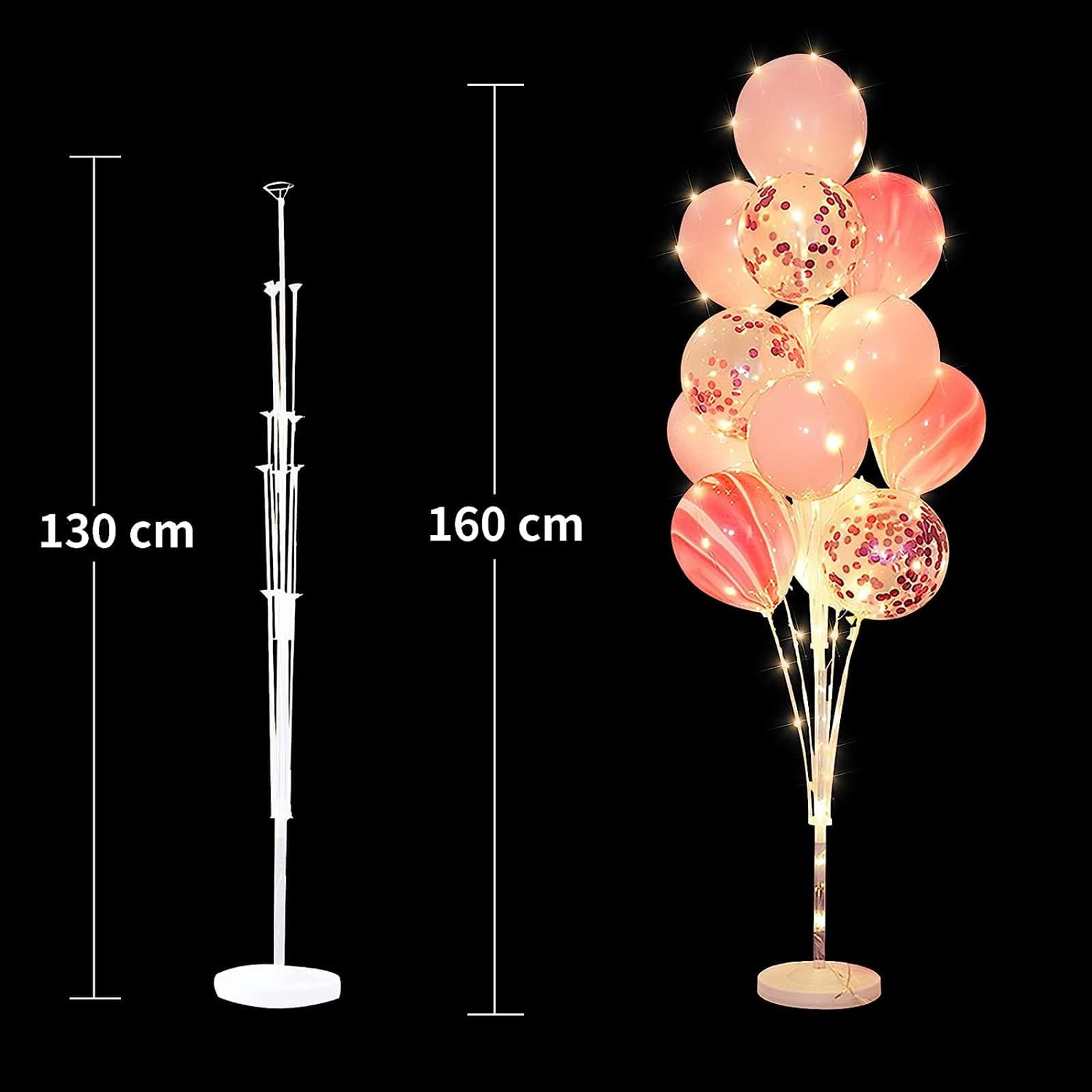Balloon Arch Stand Kit with Base and String Lights, 2 Sets for Floor Party Decorations