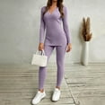 thumbnail image 2 of Lyrehush Womens Casual Matching Sets Fitted Leggings Ribbed Knit Stretchy V Neck Tunics Activewear 2 Piece Lounge Set, 2 of 7