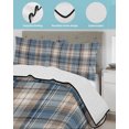 thumbnail image 3 of Full Size Quilt Bedding Set, Blue Beige Buffalo Plaid Reversible Summer Quilt 3 Pieces, White Farmhouse Modern Striped Lightweight Bedspreads Coverlets with 2 Pillow Shams for All Seasons, 3 of 5
