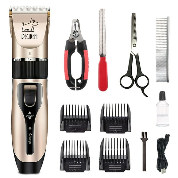 decdeal Pets Dog Cat Electric Dog Grooming Kit Dog Trimmer for Small Dogs Cats USB Rechargeable Low Noise Powerful Motor