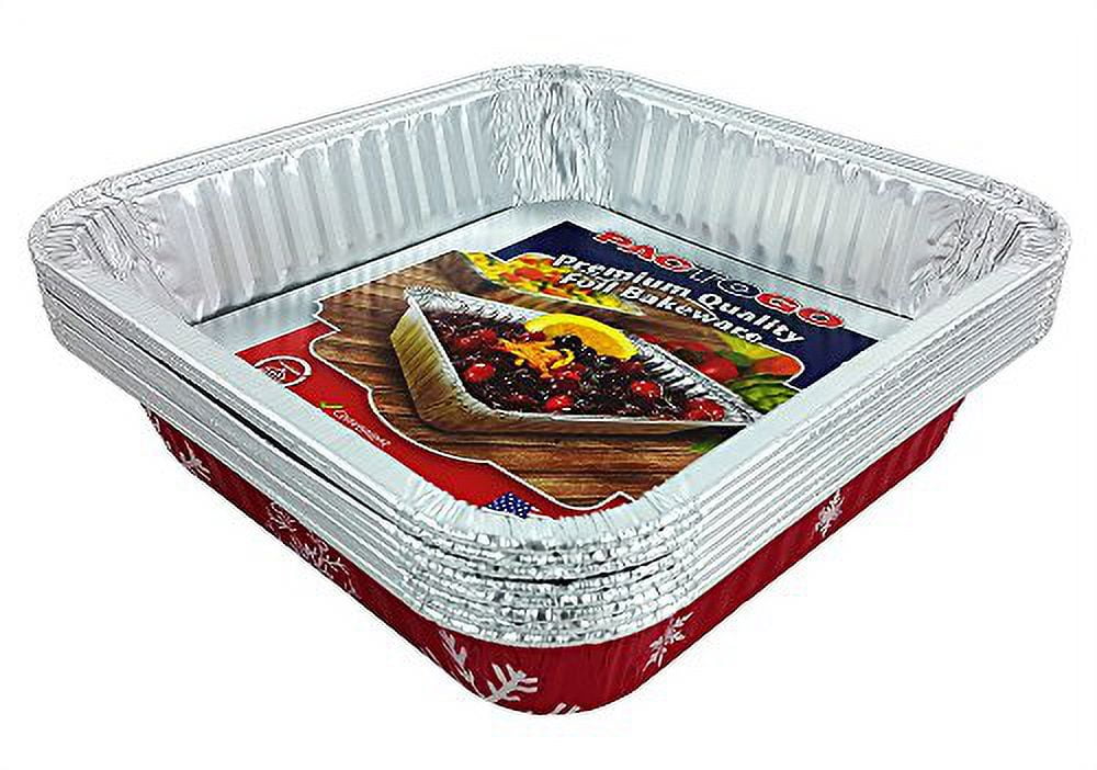 Lsshao Aluminum Pans 8x8 Disposable Foil Pans (25 Pack) - 8 inch Square Baking Cake Pans - Tin Foil Pans Food Containers Great for Cooking, Heating