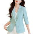 thumbnail image 6 of Uaswgudfs Womens Linen Blazer Notch Lapel One Button Suit Coat Jackets, 6 of 8