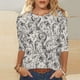 thumbnail image 4 of Camiseta de Manga Larga de las Mujeres Flores Impresas 3/4 Manga Cuello Redondo, Camisetas de Manga 3/4 para Mujeres Suaves Elásticas, 4 of 5