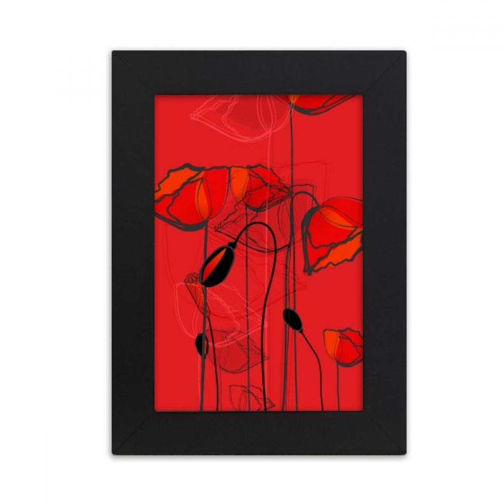 Red Flowers Art Line Painting Corn Desktop Photo Frame Picture Display