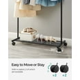 thumbnail image 4 of SONGMICS Clothes Rack with Wheels, 35.8 Inch Garment Rack, Clothing Rack for Hanging Clothes, with Dense Mesh Storage Shelf, 110 lb Load Capacity, 2 Brakes, Steel Frame, Black UHSR25BK, 4 of 8