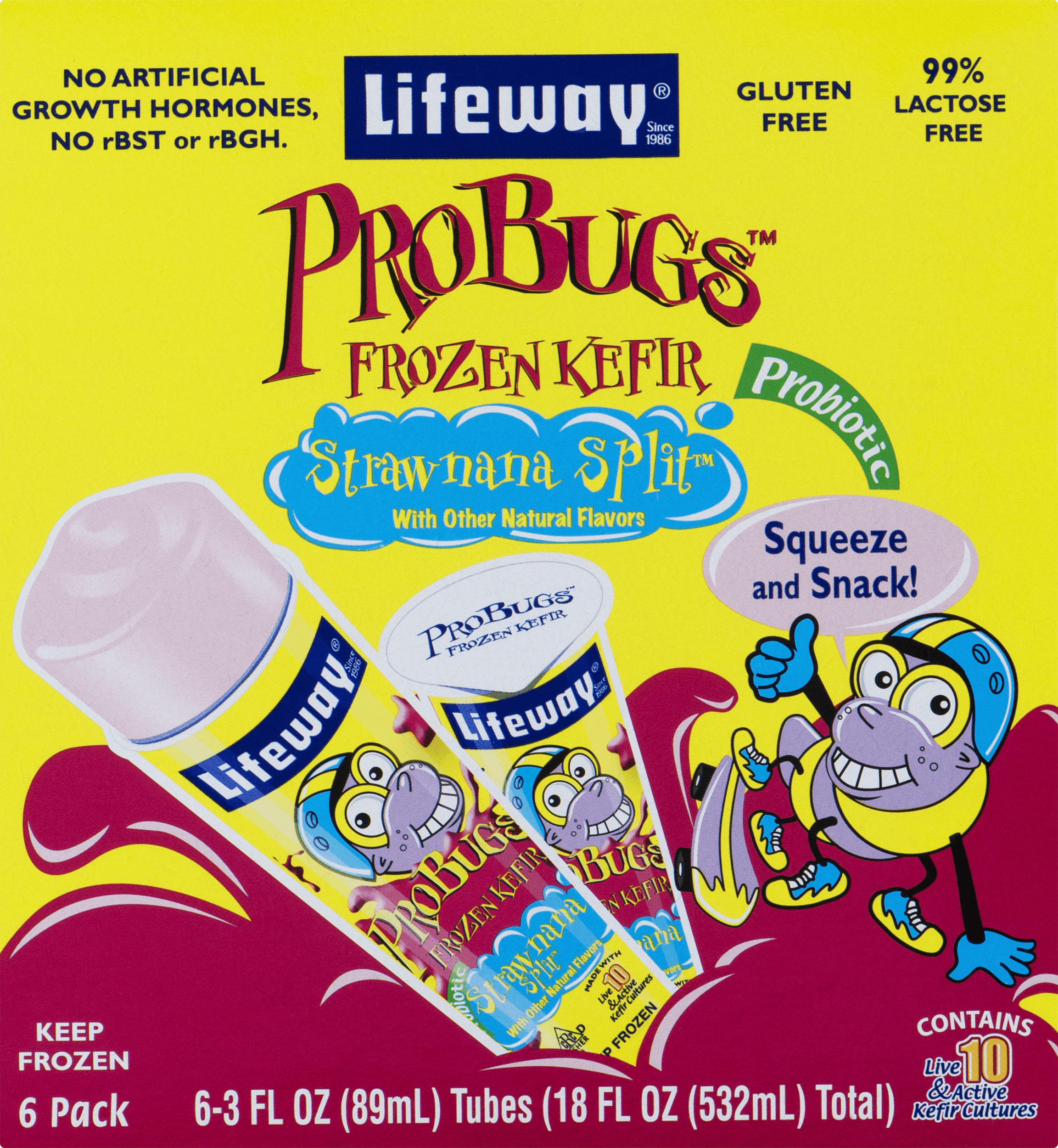 Lifeway Probugs Frozen Kefir Strawnana Split 6 Pk Walmart Com Walmart Com