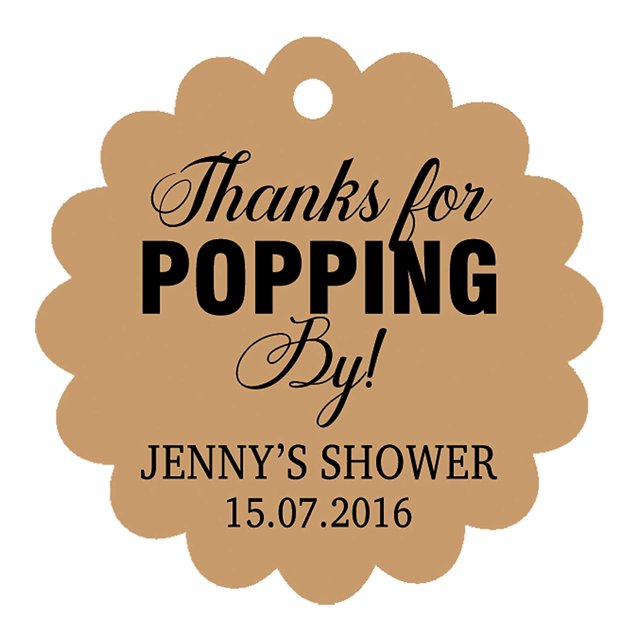 100 PCS Personalized Baby Shower Favors Tags Custom Quote Thank You For Popping By Baby Shower Gift Hang Tags