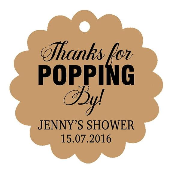100 PCS Personalized Baby Shower Favors Tags Custom Quote Thank You For Popping Hang Tags