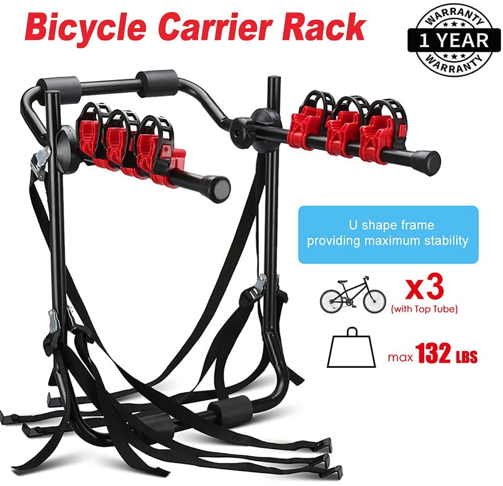 3 Bike Trunk Mount Hatchback SUV Car Sport Bicycle Carrier Rack Folding US SHIP 