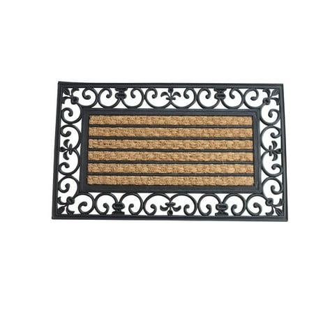 Outside Doormat Fleur De Lis Border Outdoor Decorative 18x30 Coir