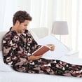 thumbnail image 6 of Sikiie Butterfly Mens Pajama Set, Soft Warm Long Sleeve Sleepwear, Cozy Button-Down Pjs for Men-Large, 6 of 7