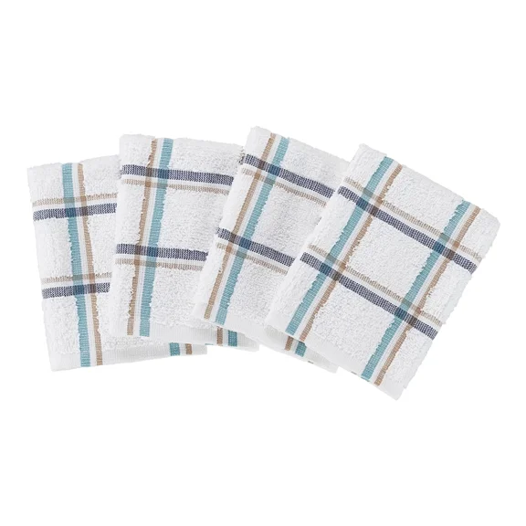 4-Pack 12”X12” Woven Kitchen Dish Cloth Set, Multi,Tumble Dry Low. Do Not Bleach