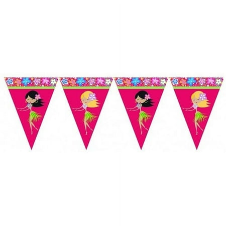 Various Hawaiian Luau 'Let's Hula' Girl Flag Banner, 1 Count