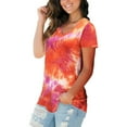 thumbnail image 3 of Sexy Dance Womens Tie Dye V Neck T Shirts Short Sleeve Summer Tops Loungewear Casual Tee Tops Size S-3XL Print Basic T-Shirt, 3 of 4
