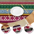 thumbnail image 4 of Colorful Bohemian Style Floral Table Cover with Elastic Hem - Stretchable Round Tablecloth - Fits 52-56 Inch, 4 of 7
