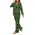 thumbnail image 3 of Garronmavis Green Witch 2 Piece Pajama Set Halloween Long Sleeve Button-Down Sleepwear Soft Top and Pants Cozy Loungewear Nightwear PJ Outfit for Fall Winter, 3 of 7