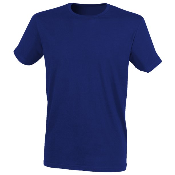 Skinni Fit - Camiseta elástica de manga corta Tacto suave Modelo Feel Good hombre caballero (Marino jaspeado)
