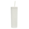 thumbnail image 1 of Flaco Vaso con Tapas y Pajitas, 16Oz Mate Blanco Flaco Vaso Granel, Reutilizable Pastel Acrílico Vaso, Doble Pared Plástico Vaso para Frías Calientes Bebidas, Café DIY, 1 of 6