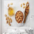 thumbnail image 1 of Almond Tapestry, Glass of Oil and Nuts in Spoon and Bowl Food Art Top View Photo, Fabric Wall Hanging Decor for Bedroom Living Room Dorm, 5 Sizes, Pale Grey Amber and Mustard, by Ambesonne, 1 of 1