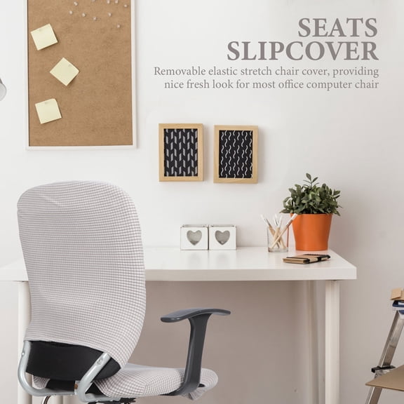 Toyandona Grey Polyester Office Chair Cover Set - Stretchable Split Seat Protector for Computer Desk Chairs, and Easy to Use