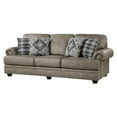 thumbnail image 3 of Benjara Jade 98 Inch Sofa, Taupe Brown Microfiber, 4 Pillows, Soft Cushions, Wood, 3 of 6