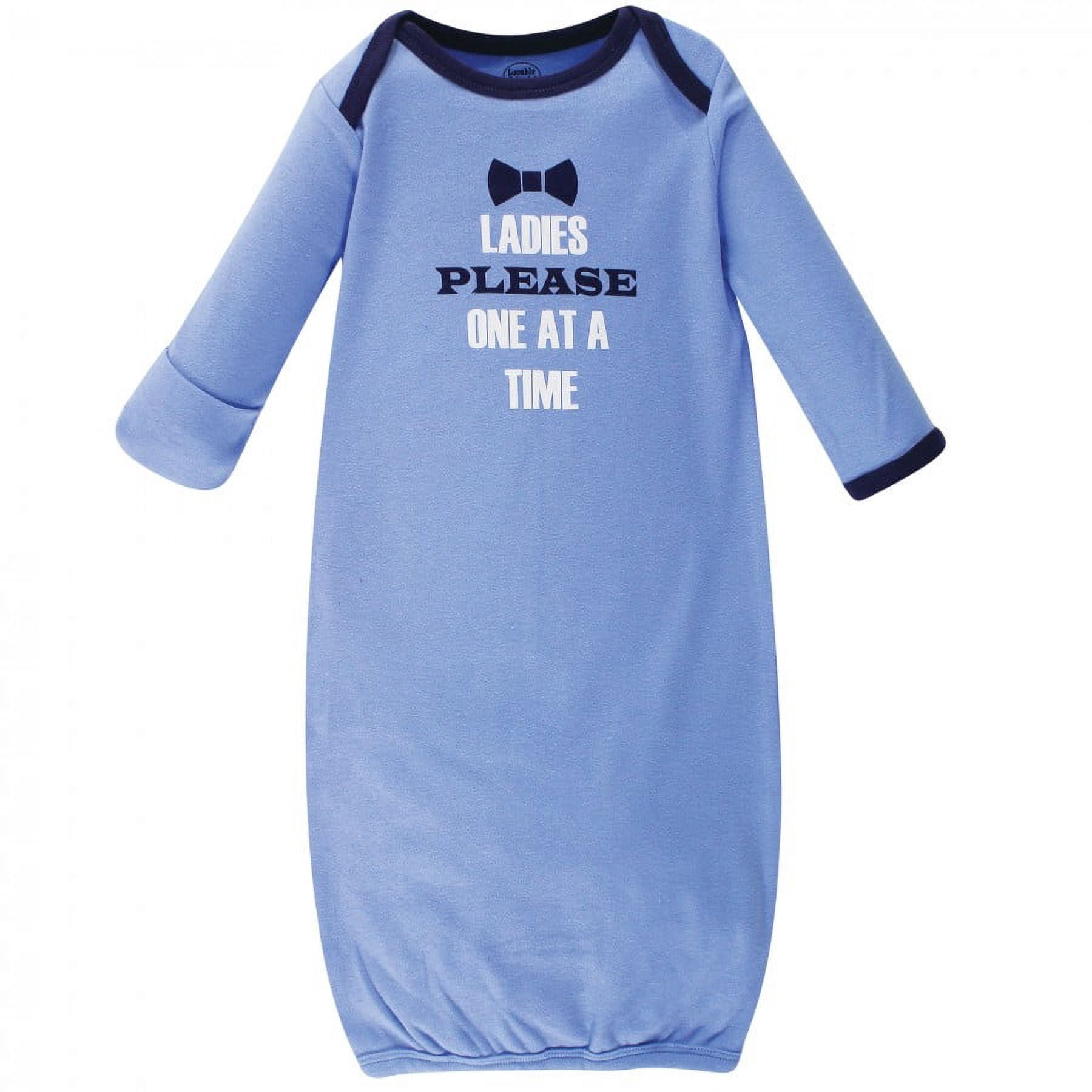 Luvable Friends Baby Boy Cotton Long-Sleeve Gowns 4pk, Gentleman, 0-6 Months