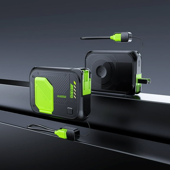 Hotpom Magnetic Power Bank, 20000mAh Portable Charger, with Foldable Wall Plug, Detachable Data Cable, Foldable Bracket, Outdoor Emergency Backup Battery, Compatible with iPhone, Samsung, Black