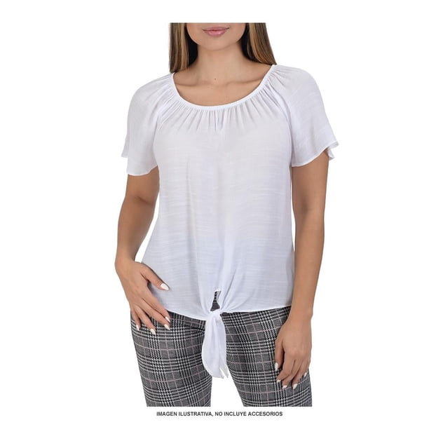 Blusa Simply Basic M220A02012 Talla M Blanco Campesina Estampada