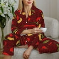 thumbnail image 4 of Salouo Hot Chili Pattern Women's Pajamas Set Long Sleeve Button Down Sleepwear Soft Pj Lounge Sets for women 2 Piece Pjs Set with Long Pants -X-Large, 4 of 8