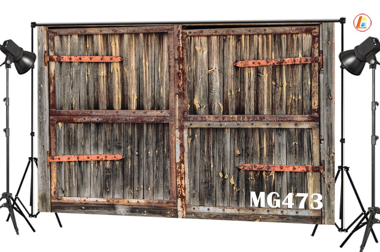 GreenDecor Polyster 7x5ft Rustic Barn Door Photography Backdrops Studio