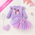 thumbnail image 4 of Younger Tree Girl Birthday Outfit Baby Fall Winter Long Sleeve Sweatshirt Bowknot Tutu Princess Party Dress Set with Bag for 18-24 Months, 4 of 9