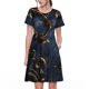 thumbnail image 1 of Easygdp Elegant Gold Scrollwork para Vestido Transpirable de Mujer, Vestido Suelto de Manga Corta con Pliegues y Bolsillos para el Verano, 1 of 6