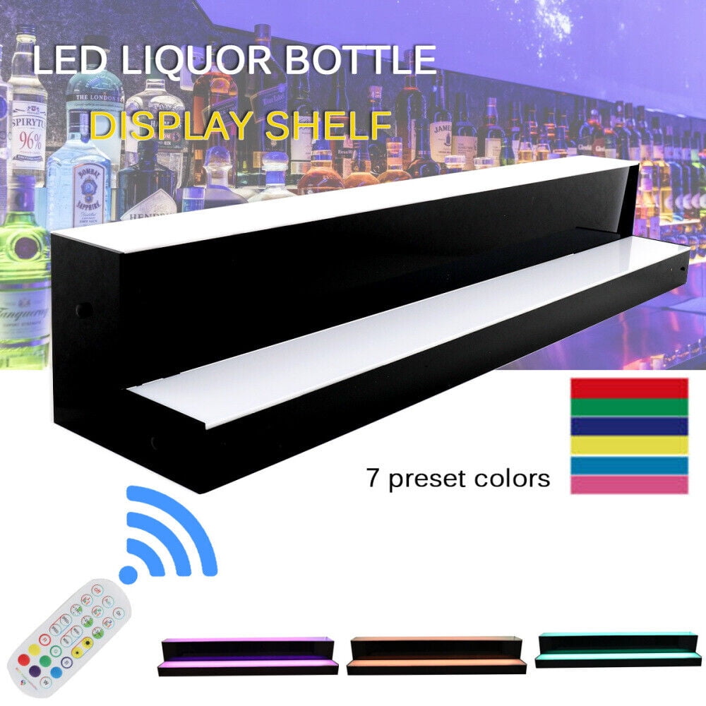 38" 2-Tier LED Lighted Liquor Bottle Display Shelf - Multi-Color Lighting For Back Bar 13 thumbnail image