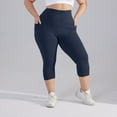 thumbnail image 2 of Capris Leggings with Pockets for Women Plus Size Compression Low Waist Skinny Leggings Tummy Control Butt Lifting Basketball Yoga Pants Navy 4XL, 2 of 6