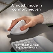 Logitech Wave Keys Wireless Ergonomic Keyboard with Cushioned Palm Rest, Comfortable Natural Typing, Easy-Switch, Bluetooth, Logi Bolt Receiver, for Multi-OS, Windows/Mac - Off White