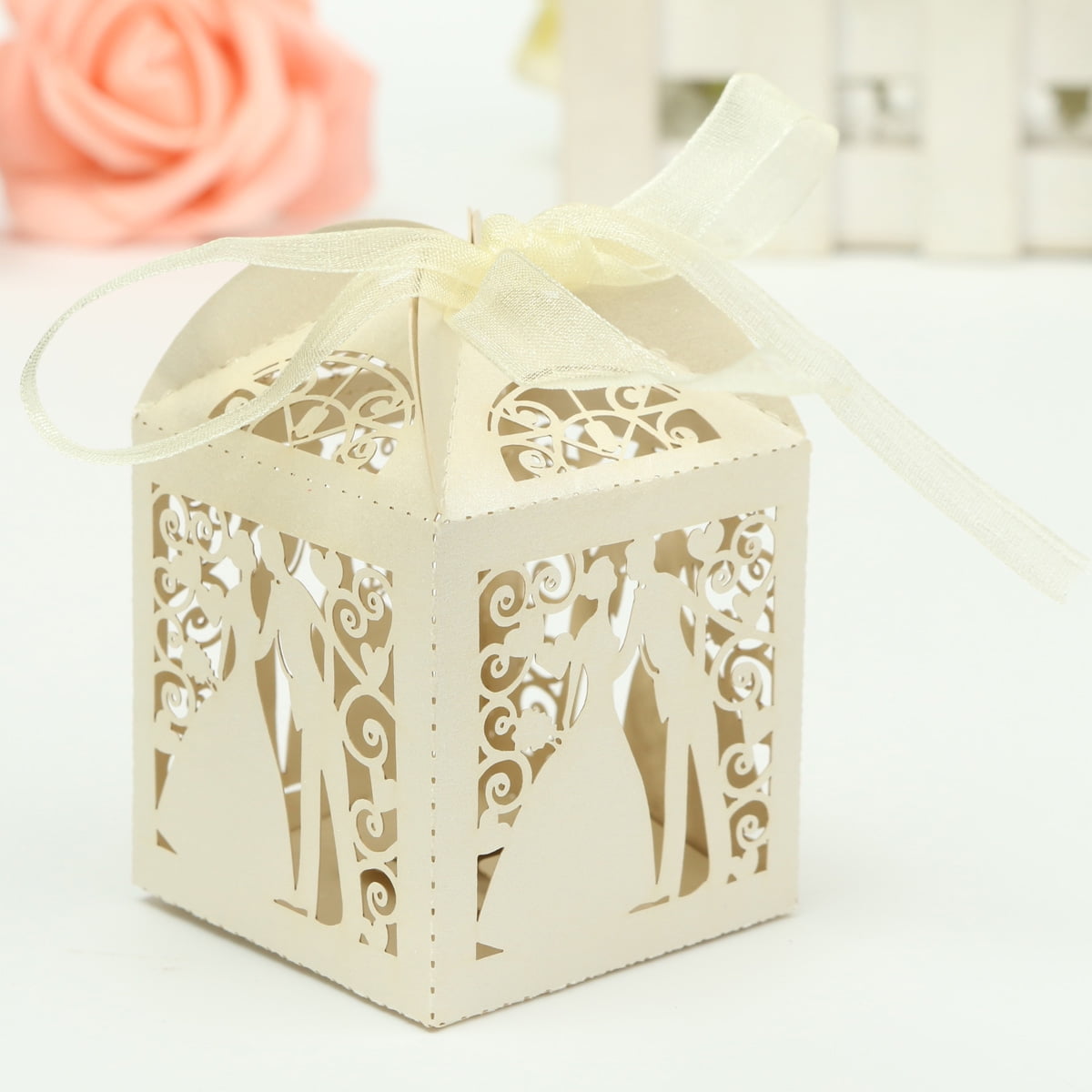 Wedding Favor Bags Party 12Pcs Shower Ribbon Birthday Candy Boxes Cookie Boxes 