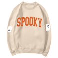 thumbnail image 3 of YVNAURA Women‘s Oversized Halloween Letter Print Sweatshirt Crewneck Long Sleeve Pullover Graphic Fall Casual Spooky Season Top for Party Daily Wear 1 Pack, Khaki,XXXL, 3 of 4