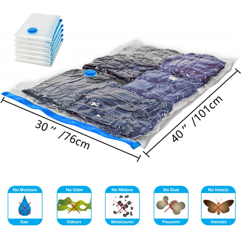 Z Zonama Vacuum Storage Bags, 5 Pack Jumbo Size (40x28) Reusable Vacuum Compression Space Saving Bag for Clothes, Mattress, Blankets, Duvets