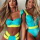 thumbnail image 4 of Gibobby Traje de baño completo mujer Traje de baño push-up con escote en V Bikini para mujer Traje de baño profundo Conjunto de tankinis(Verde,G), 4 of 5