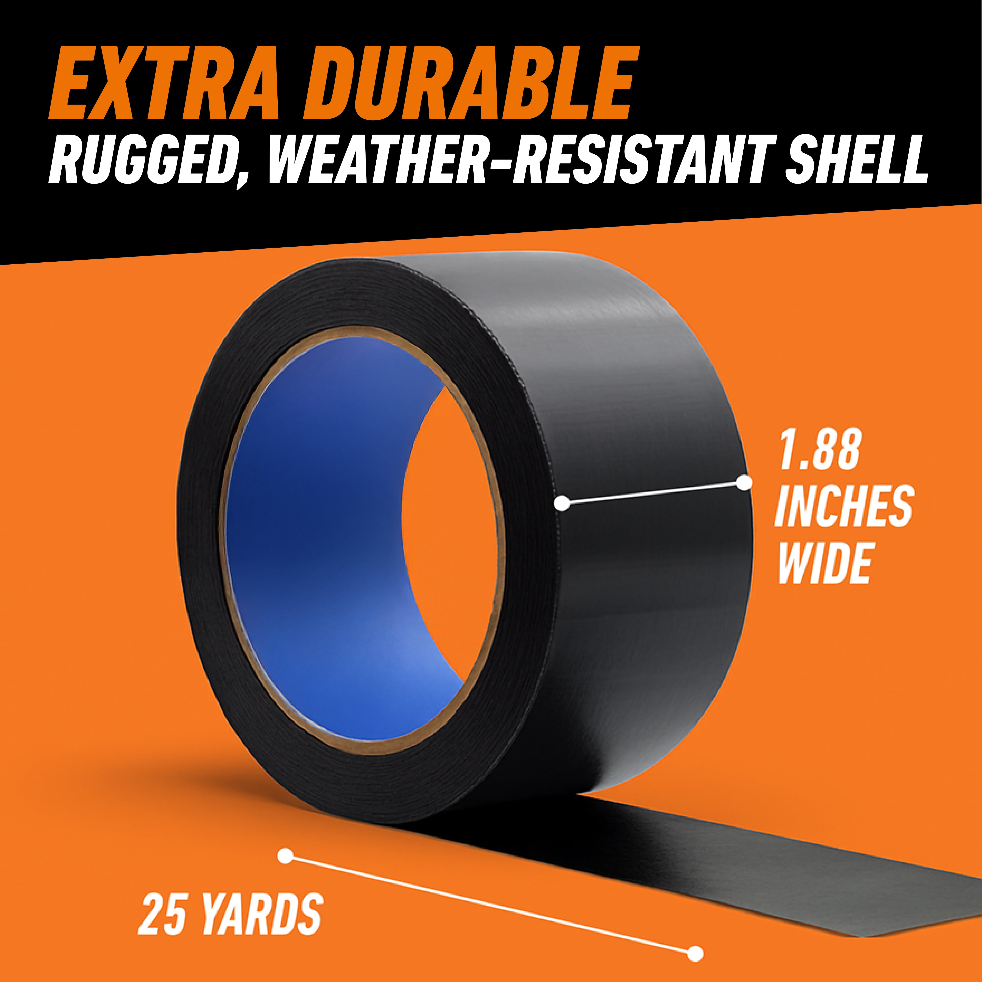 (2 pack) Gorilla All Weather Duct Tape, Black, 1.88" x 25 yd - UV and Temperature Resistant Waterproof Tape for Outdoor Repairs
