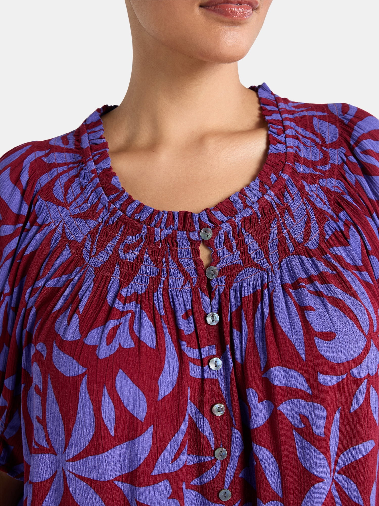 Terra & Sky Women's Plus Sizes Short Sleeve Peasant Top