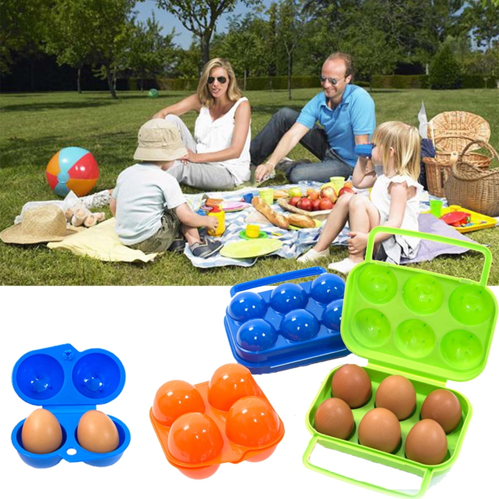 4PCS Portable Egg Storage Box Egg Case Carrier Tray Barbecue & Picnic Supplies Egg Container Hard Boiled Egg Holder Camping Carrier 