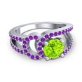 thumbnail image 3 of 2.50 Carat Round Cut Peridot & Amethyst Gemstone Stylish Anniversary Ring for Women Solid 14K White Gold Size 11.5 by Diamond-Capitals, 3 of 8