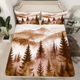 thumbnail image 2 of Homewish Brown White Bed Sheets,Rustic Pine Tree King Sheets,Tropical Plant Sheet Set For Adult,Breathable Home Decor,4pcs, 2 of 7