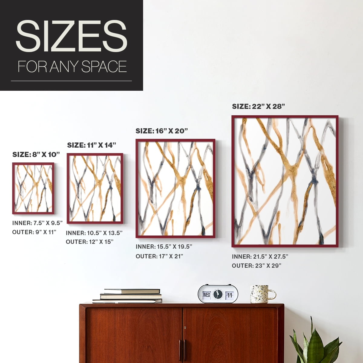 Runnel IX in Red Solid Wood 8 x 10 Framed Print