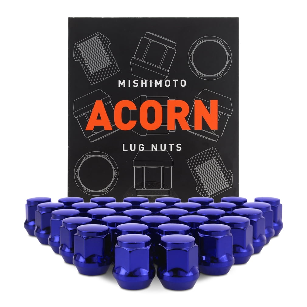 Mishimoto Steel Lug Nuts, M14x1.5, Acorn Seat, 32pc Set, Blue