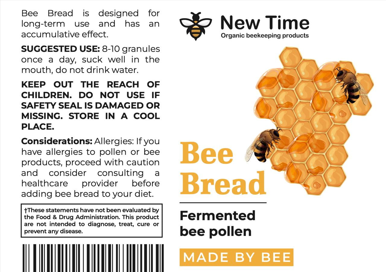 New Organic Time Bee Bread Fermented Bee Pollen 4.4 oz | Natural Superfood