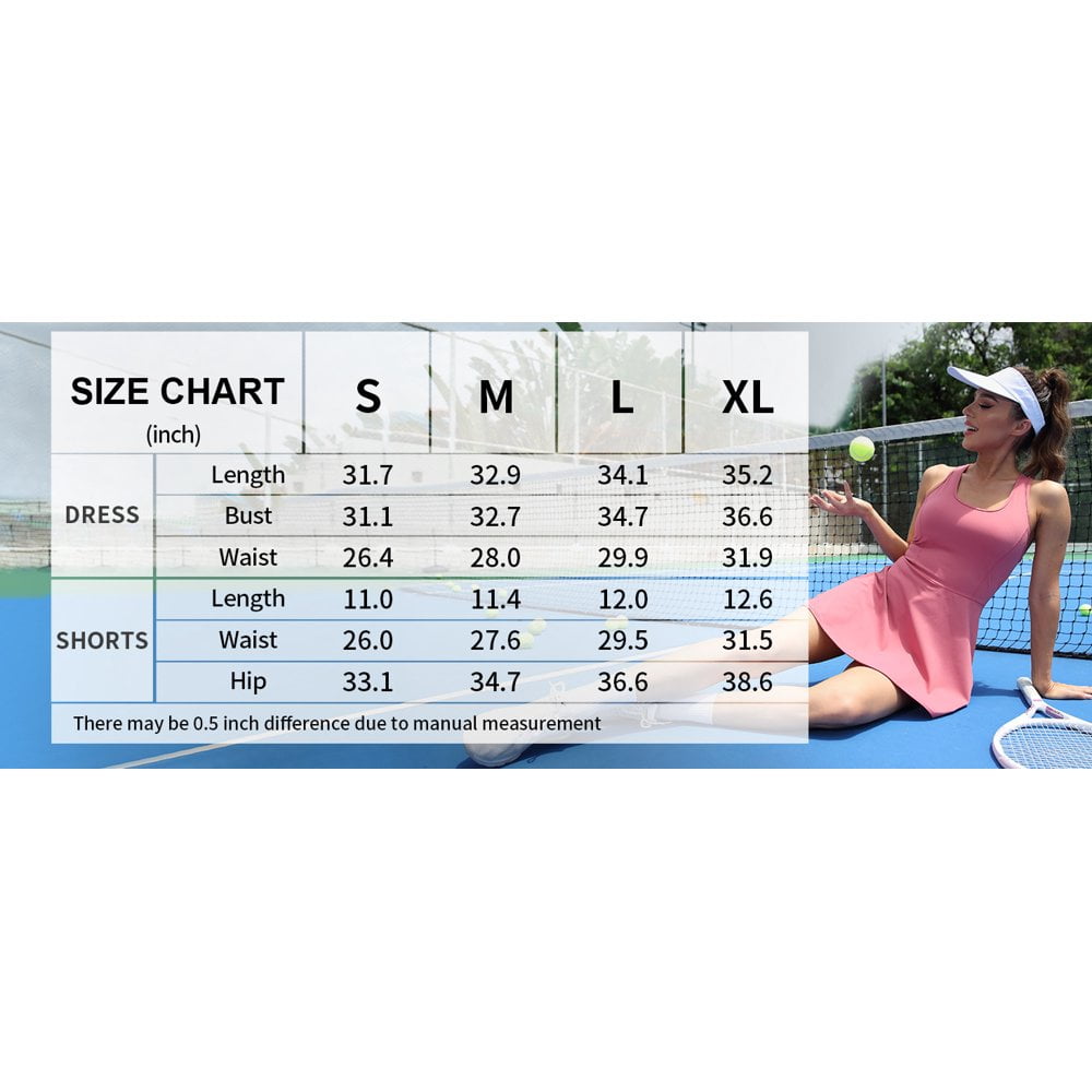 Charmo Tennis Dress for Womens Racerback with Shorts Pockets Golf Dress Sport Workout Dresses