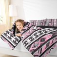thumbnail image 3 of Homewish Pink Bohemian Stripes Twin Comforter Sets,Boho Tribal Themed Bedding Set,Black Reversible,2 Pieces,1 Comforter and 1 Pillowcase, 3 of 7