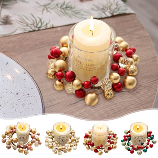 Xihbxyly Candelabro Navideño, Elegante Diseño de Anillo de Cuentas, Estilo Moderno, Material de Hierro Plástico Duradero, Decoración para El Hogar y La Sala de Estar, Celebración Navideña, Tamaño de